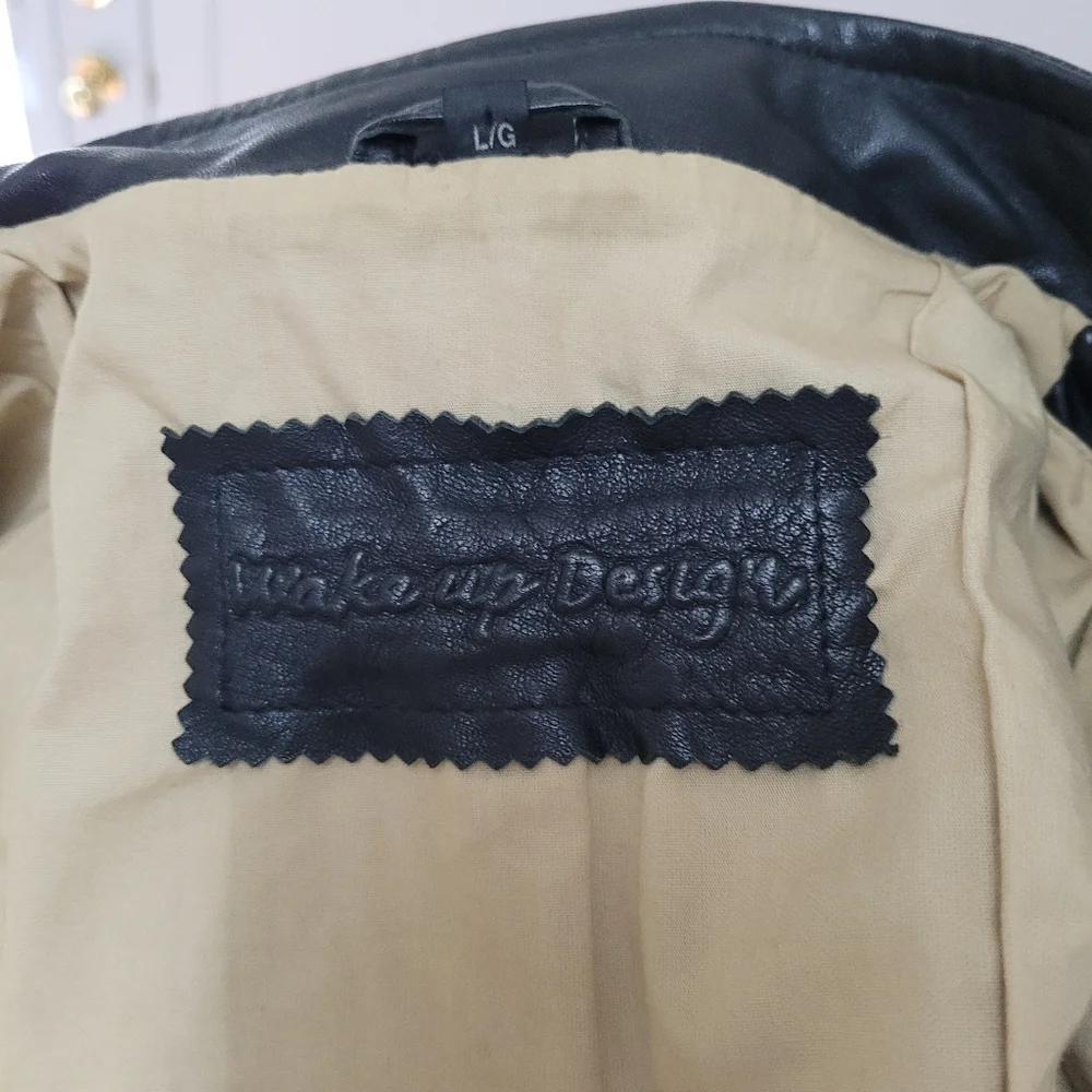 100% Genuine Leather Moto Biker Jacket Black Large - Picture 6 of 15